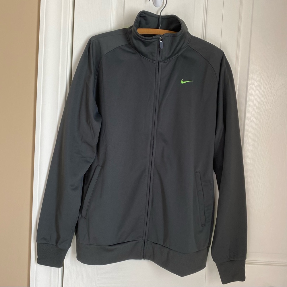 Nike Gray Windbreaker Full Zip stand up collar DriFit Running Athletic Track Y2K